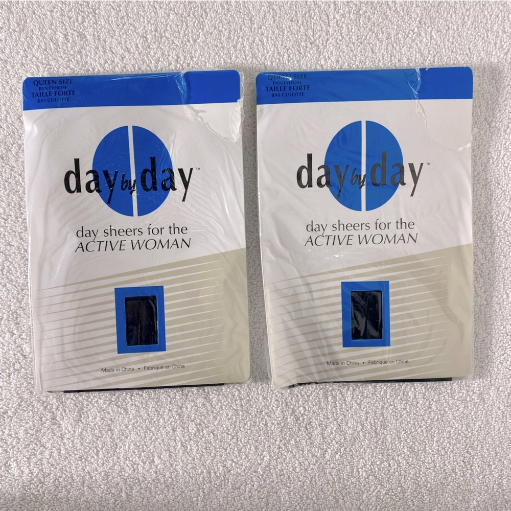 Vintage Day By Day Sheers Pantyhose Tights In Black x2 - Picture 7 of 7